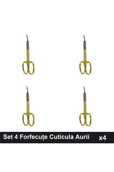 One Group Set 4 Forfecuțe Profesionale Cuticula Aurii, Vârf Scurt, Manichiura
