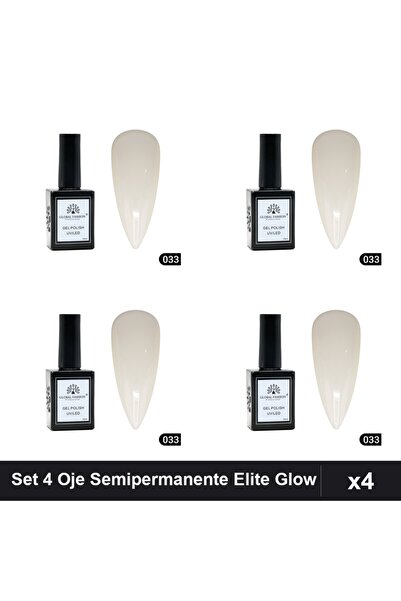 global fashion Set 4 Oje Semipermanente Elite Glow 15ml, Gel Polish UV/LED