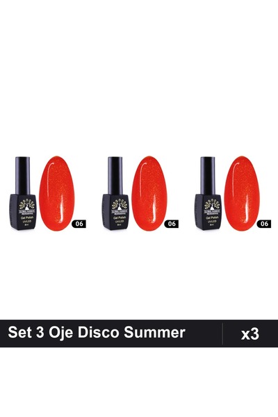 global fashion Set 3 Oje Semipermanente Disco Summer 06, 8ml, Manichiura UV/LED