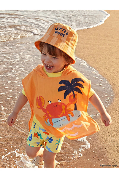 LC Waikiki Orange printed baby boy poncho towel