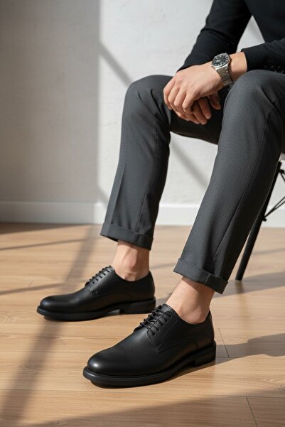 enoch Men's Leather Grograin Textured and Laced Comfortable Daily Casual Shoes