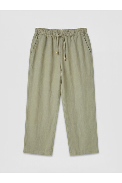 LC Waikiki Nevavm Women's Linen Trousers with Elastic Waist