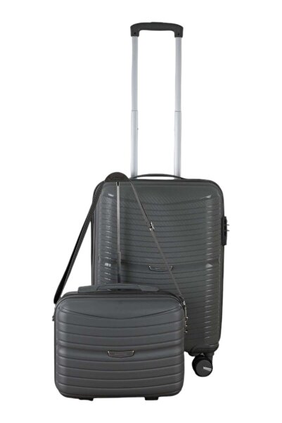 MÇS V379 AURA Y.ÜRETİM PP VALİZ 55 CM + MAKYAJ SİYAH SET