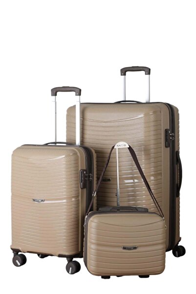 MÇS V379 AURA Y.ÜRETİM PP VALİZ 55 CM + 75 CM + MAKYAJ SİYAH SET