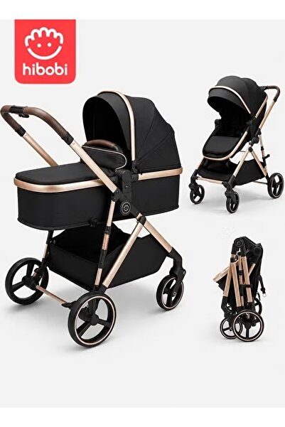 hibobi 2-in-1 Baby Stroller Pram, Bassinet Seat, Foldable Pushchair, Suspensi...
