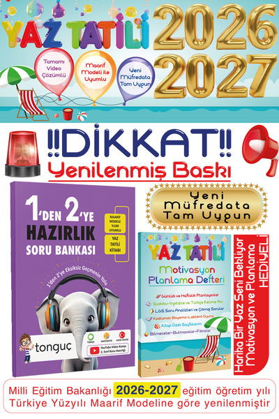 Tonguç Yayınları 1'den 2'ye Yaz Tatili Hazırlık Soru Bankası Kitabı 1den 2ye ...