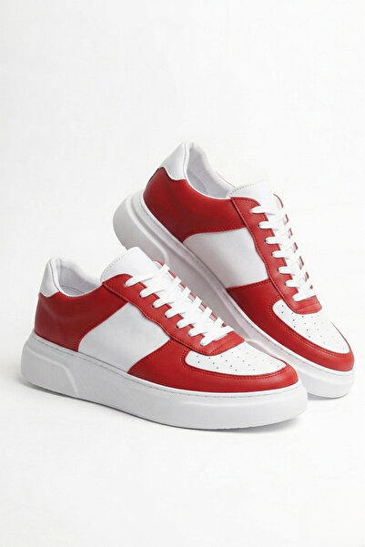 Zerenyus Zrc087 Premium Lace-Up Casual Men's Sneaker White Red