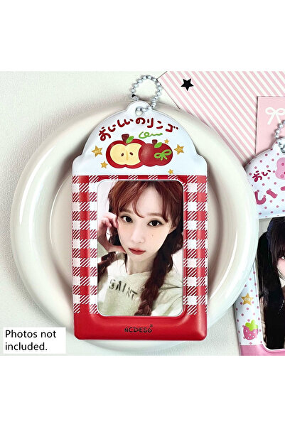 choice2 red 2pcs Strawberry Print PVC Photocard Holder Double Side Display Pe...