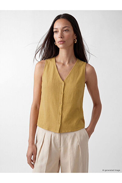 LC Waikiki Nevavm V-Neck Muslin Women's Vest with a Difference