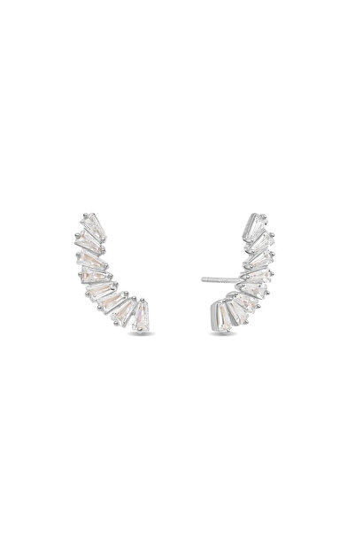 Lisa&Co. Cercei Argint Ventaglio Argint placat cu rodiu / Zircon / Alb