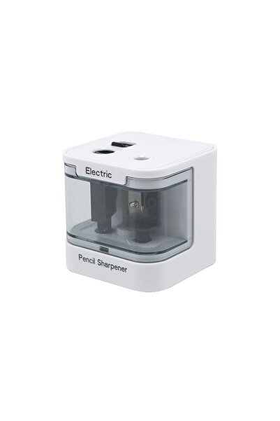 PROCART Ascuțitor electric dublu, încărcare USB/baterie, 7x7x7 cm, alb