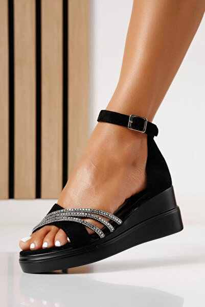 Zaira Women's black platform Sandals made of eco- Leather Serena #25306 - 40