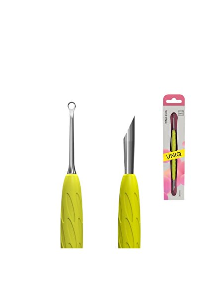 STALEKS Împingător de cuticule, cu mâner din silicon galben UNIQ 11 TIP 2, 157mm