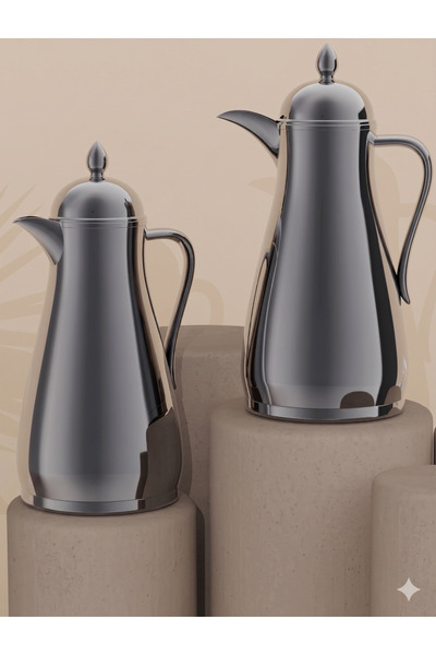 Gazella 2 Pieces Elegant Vacuum Flask Set 1+1 Liter BPA Free Hot & Cold Arabi...