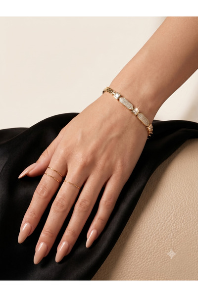 PABALAS Luxury Gold Premium Stone Detailed Steel Bracelet – Anti-Tarnish and ...