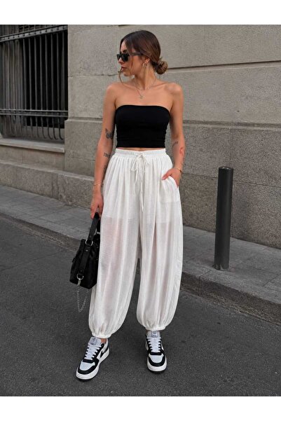 Budan Export Women's Casual Summer Shalwar Trousers with Drawstring Waist and...
