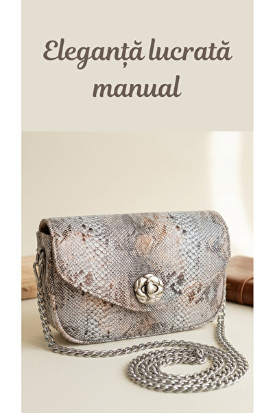 OEM Geantă Damă Piele Naturală Presaj Șarpe Handmade Lanț Detașabil Clutch Pr...
