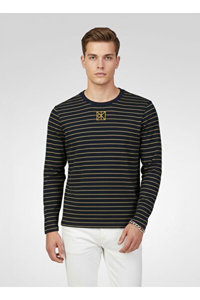 Calvin Klein Jeans Men Crew Neck Long Sleeve Stripe T-Shirt, Multicolor