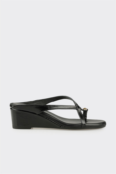 Elle Shoes Siyah Deri Kadın Terlik