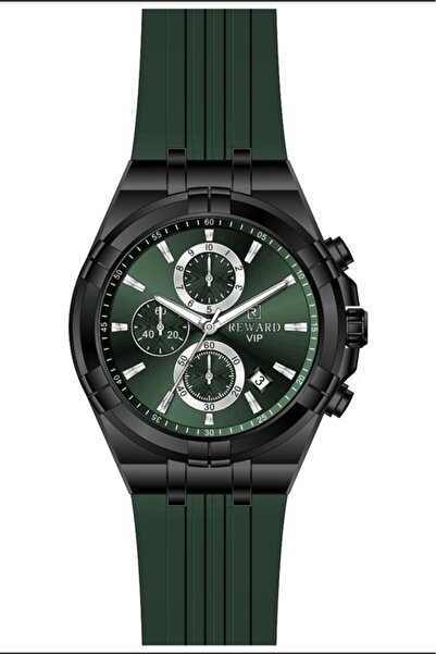 Reward Rwa146625 Men's Wristwatch Green Silicone Cord Black Case Active Chron...