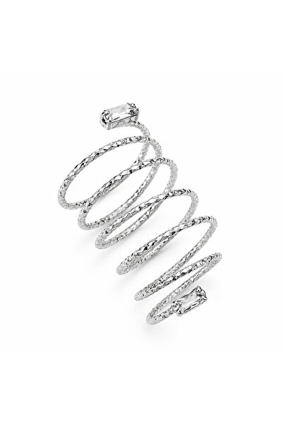 LEROSY CO. Special Series Stone Detailed Spiral Ring – Silver