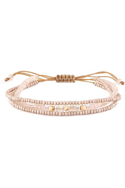 MINZA Flamingo Women's Bracelet, 18K Gold, Beaded Bracelet, with Crystal, Han...