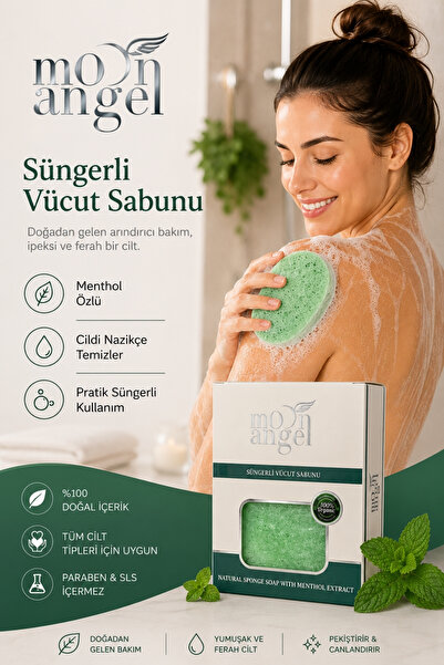 MOON ANGEL Süngerli Sabun Doğal Güzellik Menthol Extract Vücut Sabunu