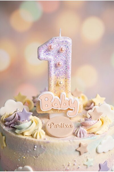 Partixa Sarı Baby Rakam Mum Doğum Günü Pasta Süsü