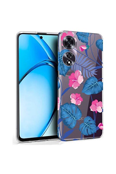 bestcase Husă pentru OPPO A60 4G, Silicon transparent 2MM, Flori albastre tro...