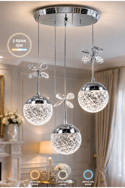 Buiva Justinianus Power Ledli Avize 3 Renk Modlu Sarkıt Led Avize 1. sınıf Ür...