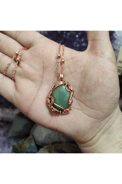mba handmade jewelry Aventurine Crystal Necklace - Natural Stone Authentic Je...