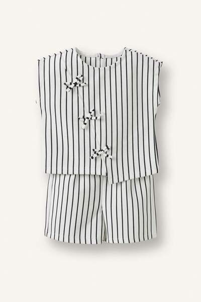 DeFacto Crew Neck Striped Sleeveless Top Shorts Bottom 2-Piece Set Baby Girl ...