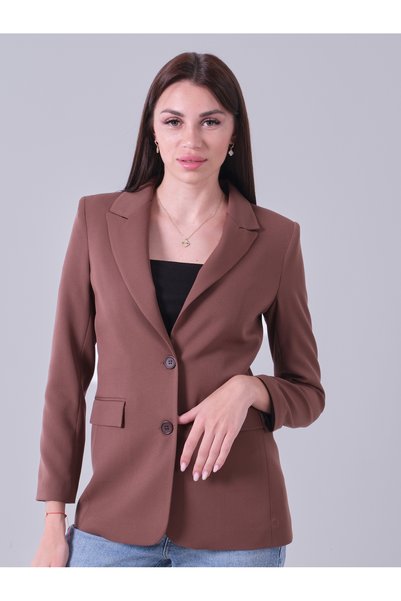 Feminist Vatkalı Astarlı Blazer Ceket Açık Kahverengi 0105110