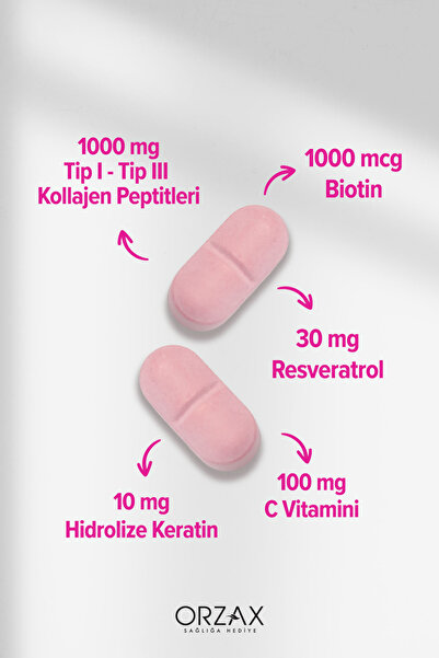 DAY2DAY The Collagen Beauty Core Kolajen Tip 1-3, Resveratrol, Keratin, Biotin, C Vitamini, Çinko 30 Tablet