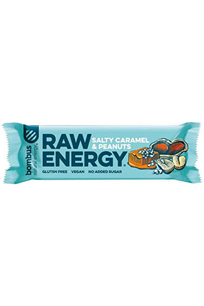 bombus Baton energizant Raw Energy cu caramel sarat si arahide, 50g