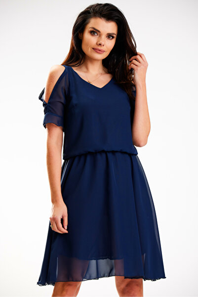Awama Dress A572, Awama, Polyester, Navy Blue, XL INTL