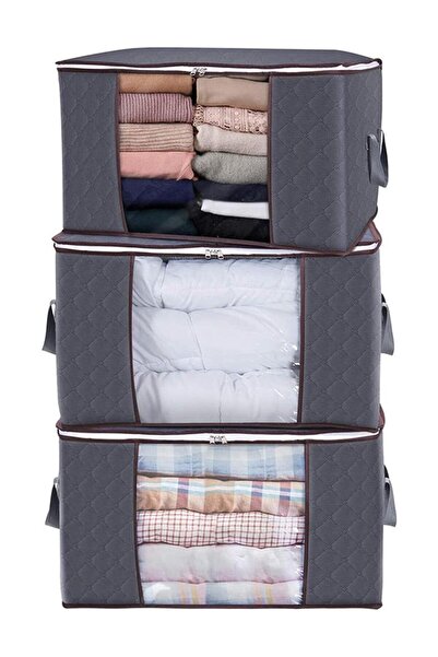 Generic Shu Woo 3-Piece Storage Bag Organizer Set, Grey 60x43x35 cm