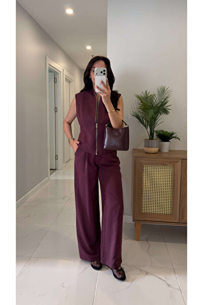 BİRCANÇİL Tetras Bordo Vest Pants Set