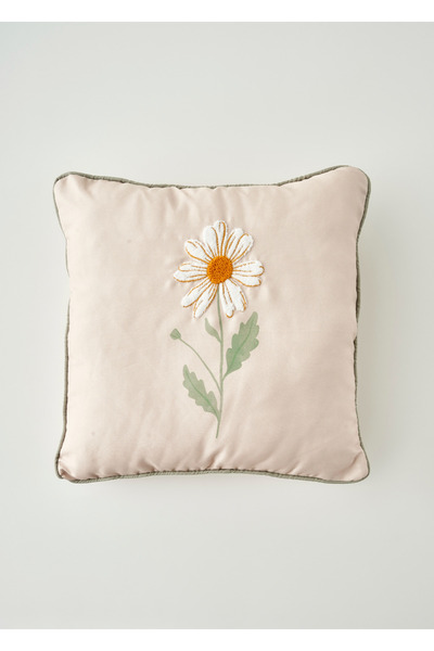 Bella Maison Daisy Biyeli Punchlı Dekoratif Yastık Kılıfı Bej (43x43 cm)