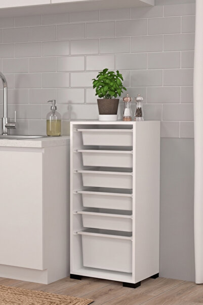 MOBİLİQUE Rüya No.2 Modern Kullanışlı Beyaz Geniş Sepetli Mutfak Dolabı
