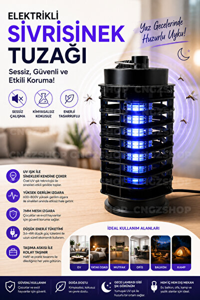 CNGZSHOP Elektrikli Sivrisinek Tuzağı UV Işıklı Sessiz Sinek Öldürücü Cihaz |...