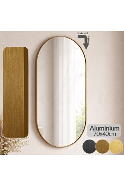 Callena Oval mirror, with Bronze frame, 70x40 cm, vertical/horizontal, made o...
