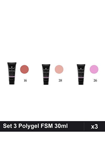 FSM Set 3 Polygel 30ml - Nr.16, Nr.28, Nr.26 - Constructie Unghii