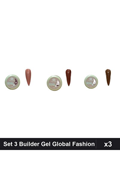 global fashion Set 3 Mocha Rose Builder Gel 15g - Nr.07, Nr.08, Nr.09