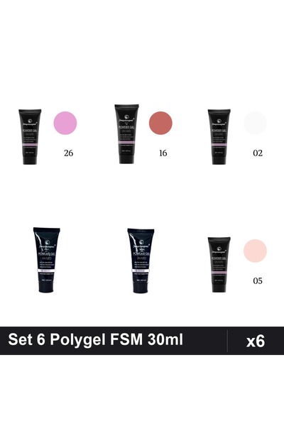 FSM Set 6 Polygel 30ml - Nr.26, Nr.16, Nr.02, Nr.17, Nr.23, Nr.05