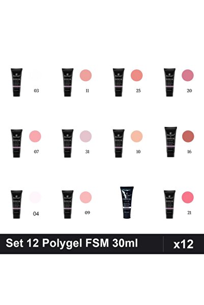 FSM Set 12 Polygel 30ml - Nr.03, Nr.04, Nr.07, Nr.09, Nr.10, Nr.11, Nr.16, Nr...