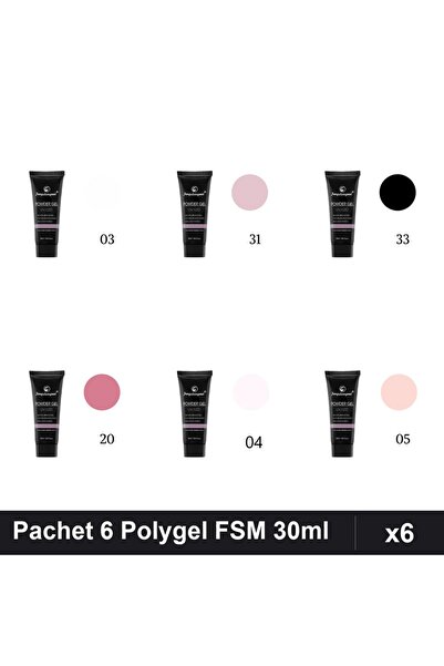 FSM Set 6 Polygel 30ml - Nr.03, Nr.04, Nr.05, Nr.20, Nr.31, Nr.33