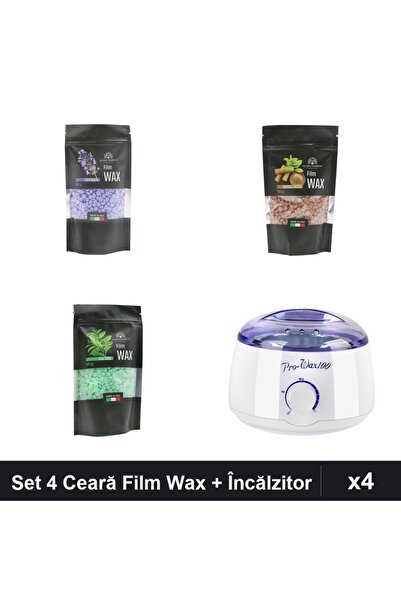 global fashion Set 4 Ceară Epilare Film Wax 100g + Încălzitor ProWax - Lavand...