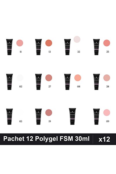 FSM Set 12 Polygel 30ml - Nr.01, Nr.02, Nr.03, Nr.08, Nr.09, Nr.11, Nr.13, Nr...