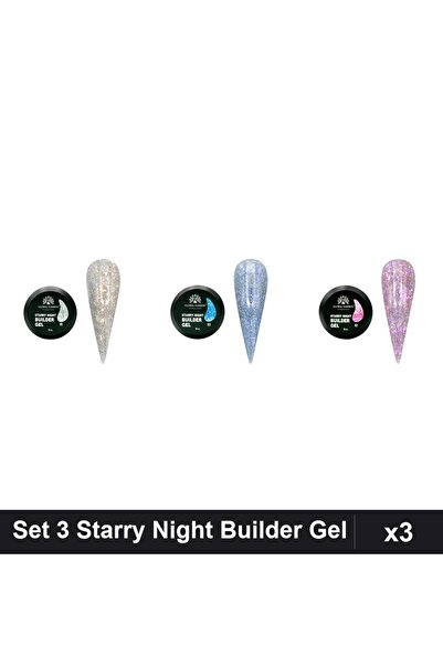 global fashion Set 3 Starry Night Builder Gel 15g - Nr.02, Nr.03, Nr.05